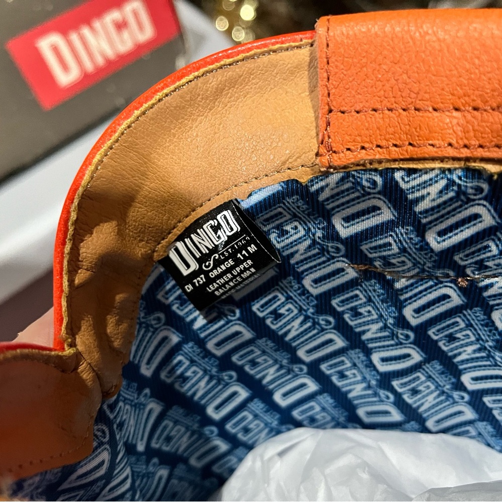 Dingo Orange Fringe Studded Western Heeled Boots - Picture 3 of 4
